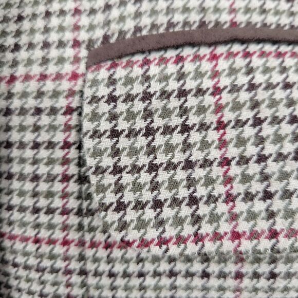 Talbots Vintage Houndstooth Plaid Elegant Brown Belted Button Front Dress - Picture 5 of 15